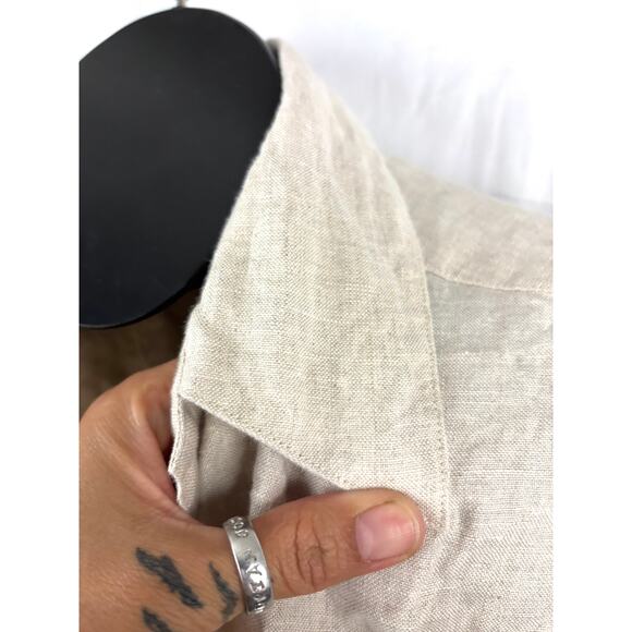 Vintage Talbots Irish Linen Long Sleeve Button Up Shirt Beige Womens Sz 10 - Picture 5 of 8